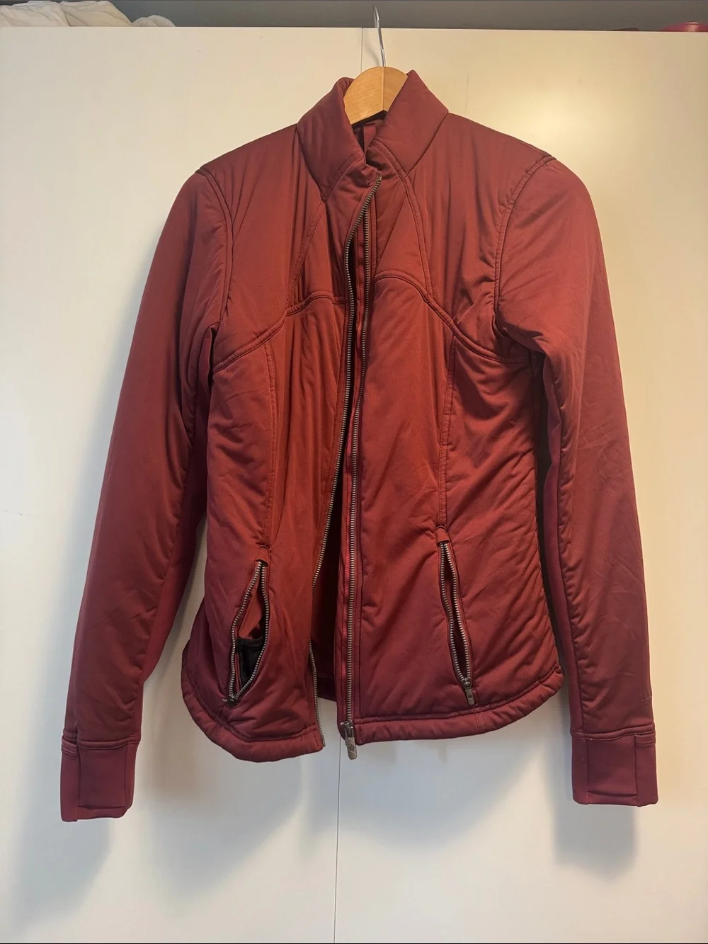 lululemon athletica Wine Red Quilted Bomber Jacket